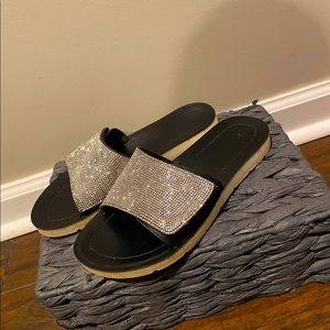 Black glitter slides